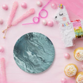 Crystal Aquamarin Agate | Dark Aqua Marble Stone Pappteller (Party)