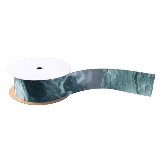 Crystal Aquamarin Agate | Dark Aqua Marble Stone Satinband (Spule)