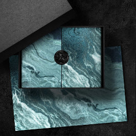 Crystal Aquamarin Agate | Dark Aqua Marble Stone Seidenpapier
