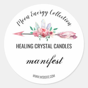 Crystal Arrow Logo Candle Product Labels Runder Aufkleber