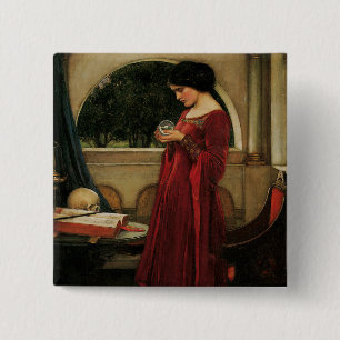 Crystal Ball Frau Waterhouse Malerei Button