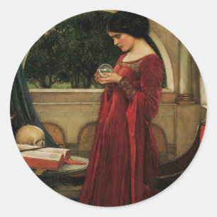 Crystal Ball Frau Waterhouse Malerei Runder Aufkleber