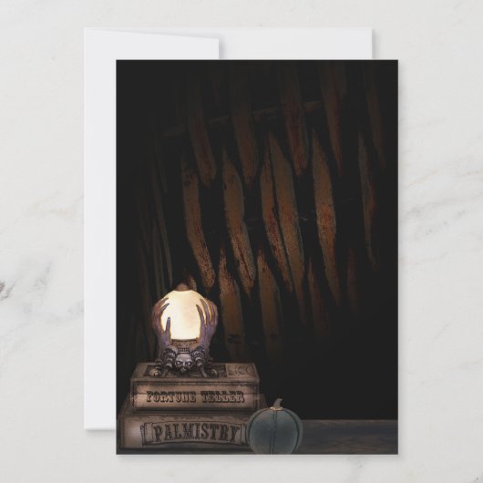 Crystal Ball Glow Fortune Teller Halloween-Party Einladung (Rückseite)