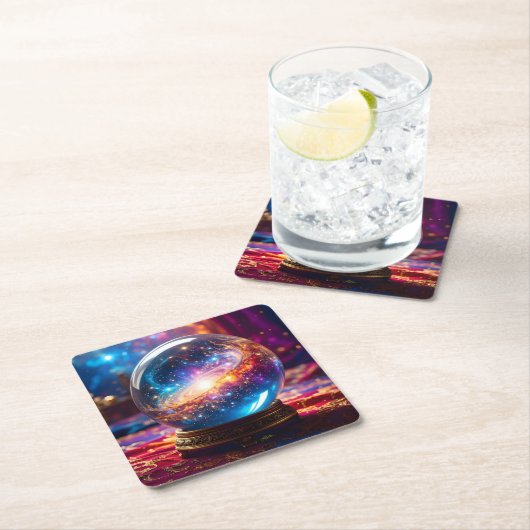 Crystal Ball - Ich sehe ein kosmisches Ereignis in Rechteckiger Pappuntersetzer (Vor Ort)