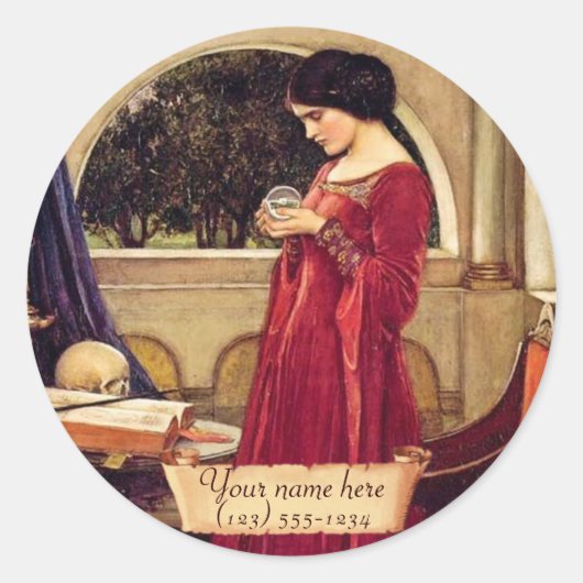 Crystal Ball Pre-Raphaelite Buchzeichen Runder Aufkleber (Vorderseite)