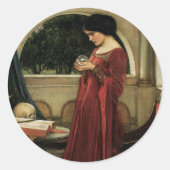 Crystal Ball von John William Waterhouse Runder Aufkleber (Vorderseite)