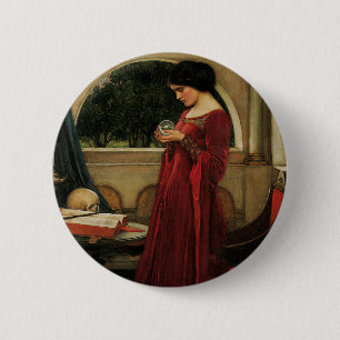 Crystal Ball Woman Wasserhausmalerei Button