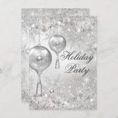Crystal Bauble & Snowflake Weihnachtsfeier Einladung (Vorne/Hinten)