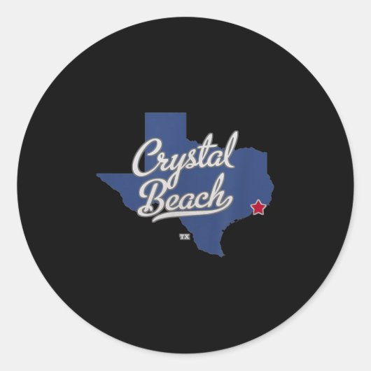Crystal Beach Texas Tx Karte Runder Aufkleber (Vorderseite)