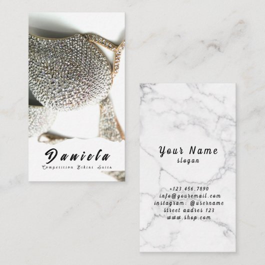 Crystal Bikini Fitness Wettbewerb Anzug Frauen Bus Visitenkarte (Vorne/Hinten)