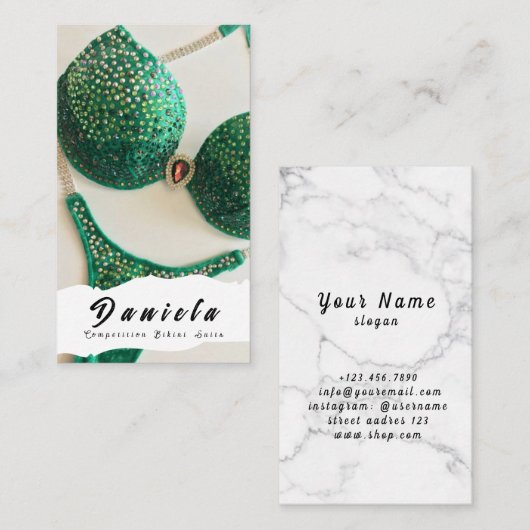 Crystal Bikini Fitness Wettbewerb Anzug Frauen Bus Visitenkarte (Vorne/Hinten)