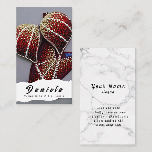 Crystal Bikini Fitness Wettbewerb Anzug Frauen Bus Visitenkarte (Vorne/Hinten)