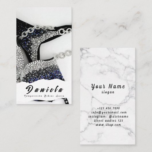 Crystal Bikini Fitness Wettbewerb Anzug Frauen Bus Visitenkarte (Vorne/Hinten)