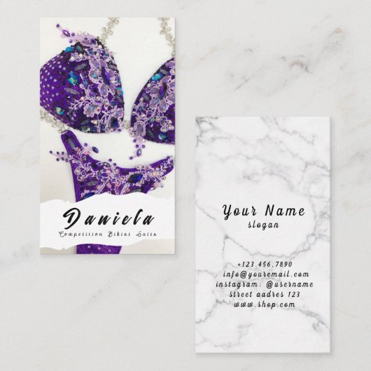 Crystal Bikini Fitness Wettbewerb Anzug Frauen Bus Visitenkarte (Vorne/Hinten)