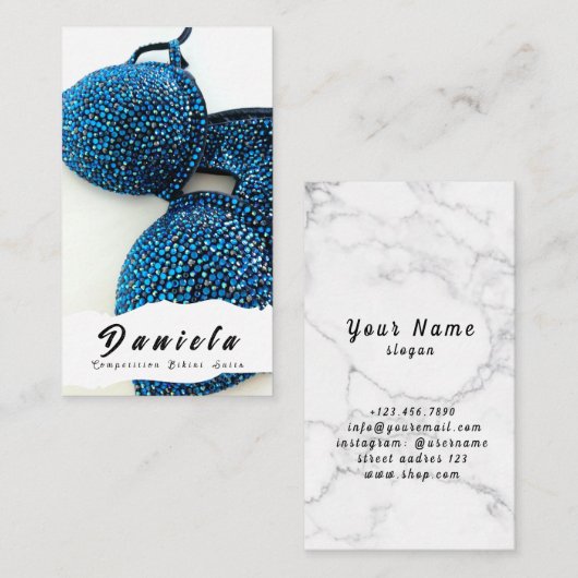 Crystal Bikini Fitness Wettbewerb Anzüge Frauen Visitenkarte (Vorne/Hinten)