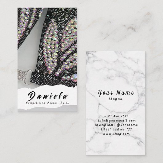 Crystal Bikini Fitness Wettbewerb Anzüge Frauen Visitenkarte (Vorne/Hinten)