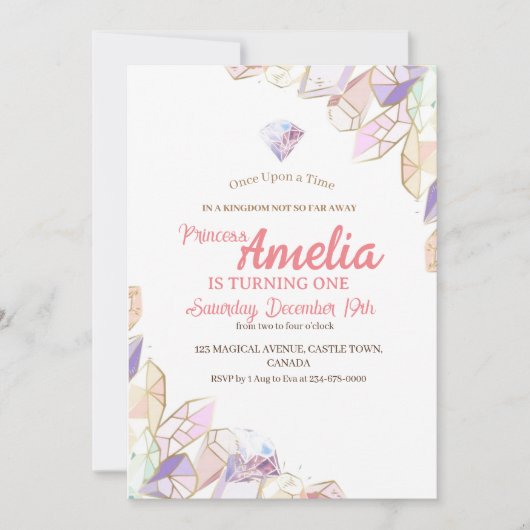 Crystal Birthday Party Erster Geburtstag Einladung (Vorderseite)