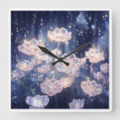 Crystal Bloom Quadratische Wanduhr (Vorderseite)