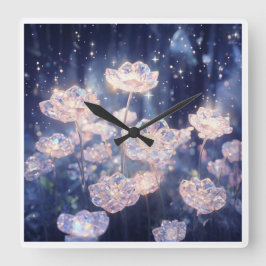 Crystal Bloom Quadratische Wanduhr