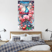 Crystal Blooms Wonderland: Pfauen Leinwand Kunst (Insitu (Schlafzimmer))
