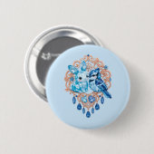 Crystal Blue Bunny and Blue Jay Heart Button (Vorne & Hinten)