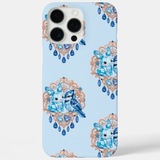 Crystal Blue Bunny and Blue Jay Heart Case-Mate iPhone Hülle (Rückseite)