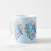 Crystal Blue Bunny and Blue Jay Heart Kaffeetasse (Vorderseite Links)