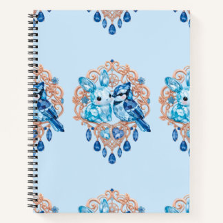 Crystal Blue Bunny and Blue Jay Heart Notizblock