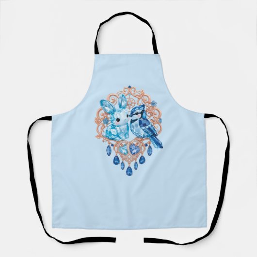 Crystal Blue Bunny and Blue Jay Heart Schürze (Vorderseite)