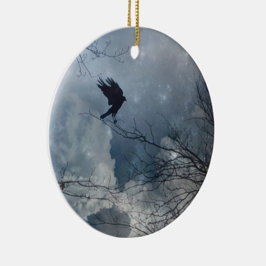Crystal Blue Crow Sky Keramik Ornament (Rechts)