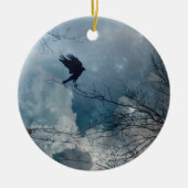 Crystal Blue Crow Sky Keramik Ornament (Vorne)