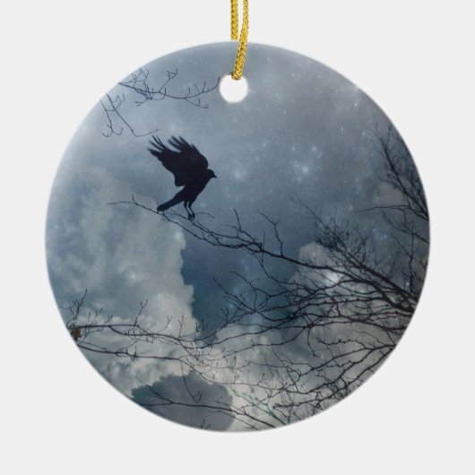 Crystal Blue Crow Sky Keramik Ornament (Vorne)
