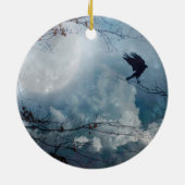 Crystal Blue Crow Sky Keramik Ornament (Hinten)