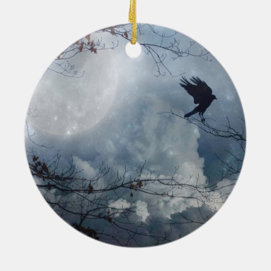 Crystal Blue Crow Sky Keramik Ornament (Hinten)