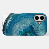 Crystal Blue Geode Slice | Personalisiert Case-Mate iPhone Hülle (Rückseite (Horizontal))
