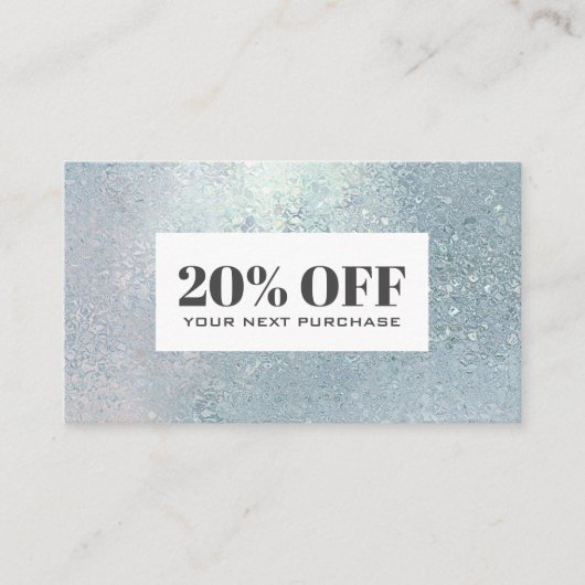 Crystal Blue Glas Perlenrabatt Gutscheinkarte Visitenkarte (Vorderseite)