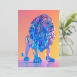 Crystal Blue Lion Blank Card Feiertagskarte