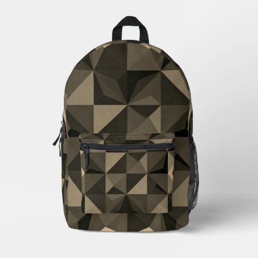 Crystal Blue Low‑Poly Geometric Backpack Bedruckter Rucksack (Vorderseite)