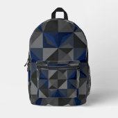 Crystal Blue Low‑Poly Geometric Backpack Bedruckter Rucksack (Vorderseite)
