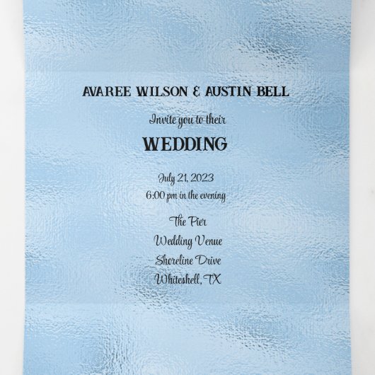 Crystal Blue Marina Style Wedding Dreifach Gefaltete Einladung (Innenseite Mitte)