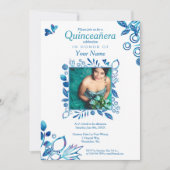 Crystal Blue Pattern Quinceanera Einladung (Vorderseite)