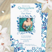Crystal Blue Pattern Quinceanera Einladung
