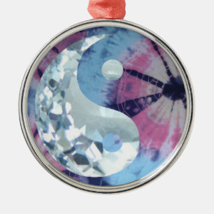 Crystal Blue Persuasion Yin und Yang Silbernes Ornament