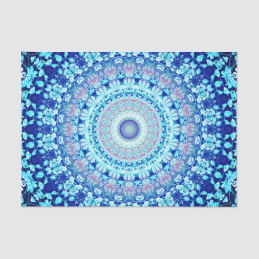 Crystal Blue Shiny Mandala Seidenpapier (Vorderseite)
