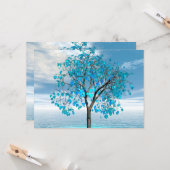 Crystal Blue Tree Flat Greeting Card Karte (Vorderseite/Rückseite Beispiel)