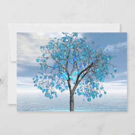 Crystal Blue Tree Flat Greeting Card Karte (Rückseite)