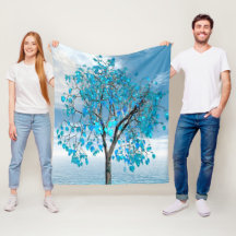 Crystal Blue Tree Fleece Blanket