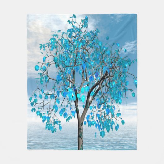 Crystal Blue Tree Fleece Blanket (Vorderseite)