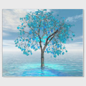 Crystal Blue Tree Geschenkpapier (Flach)