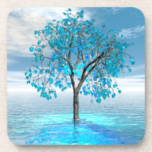 Crystal Blue Tree Getränkeuntersetzer